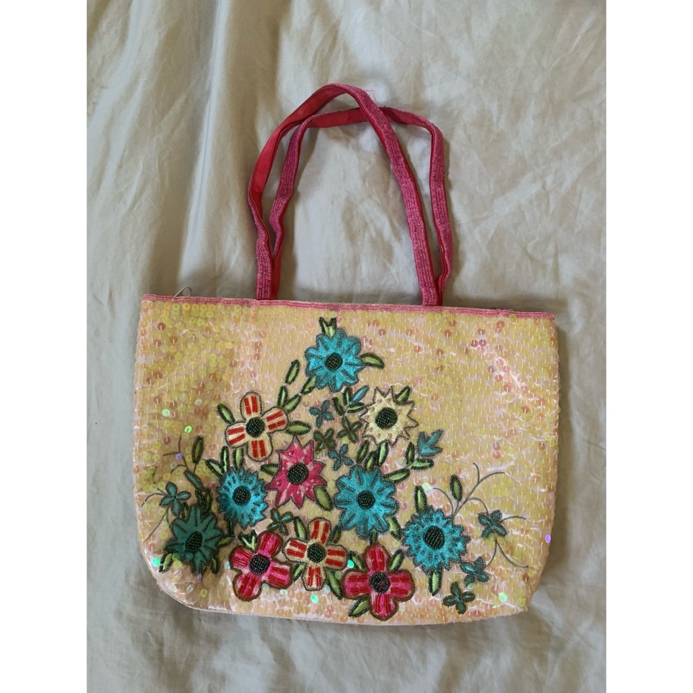 Y2K vintage flower pink sequin purse / bag